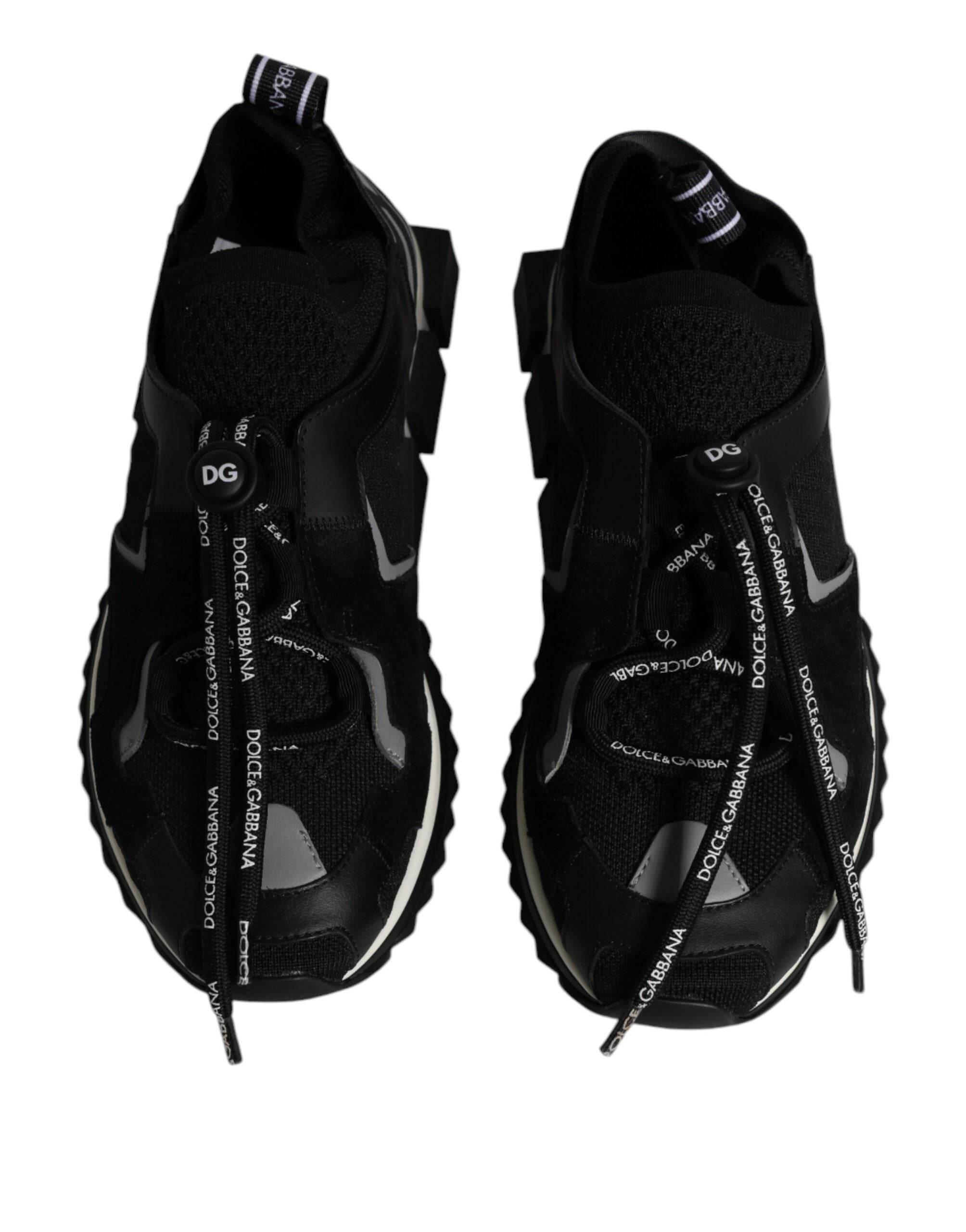 Dolce & Gabbana Black White Logo Sorrento Mens Sneakers Shoes - Hilstor