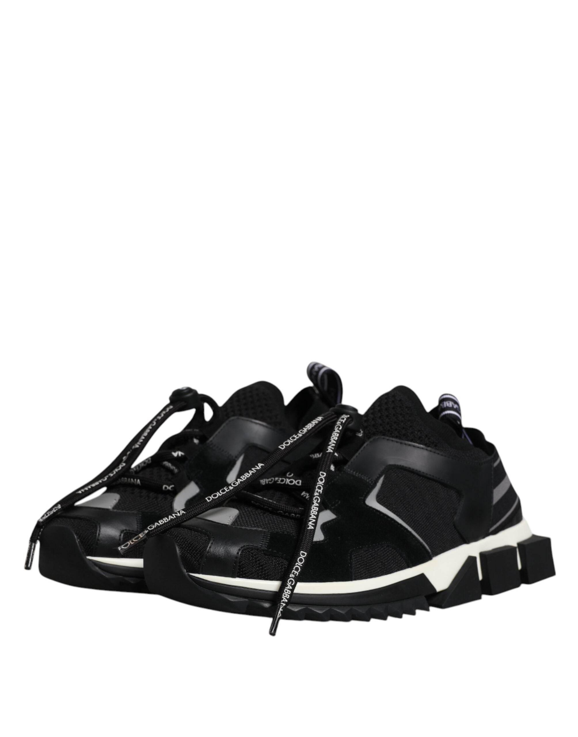 Dolce & Gabbana Black White Logo Sorrento Mens Sneakers Shoes - Hilstor