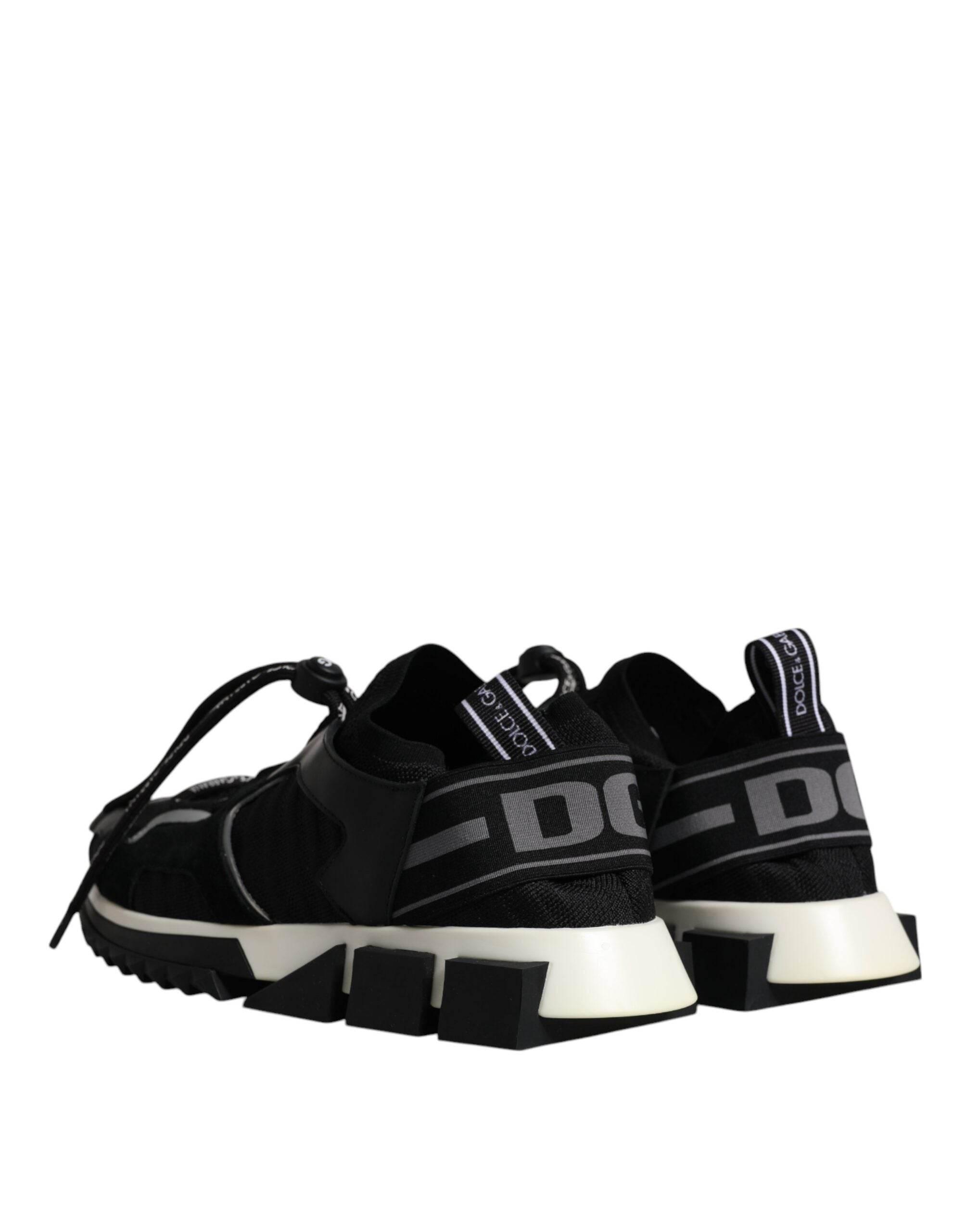 Dolce & Gabbana Black White Logo Sorrento Mens Sneakers Shoes - Hilstor