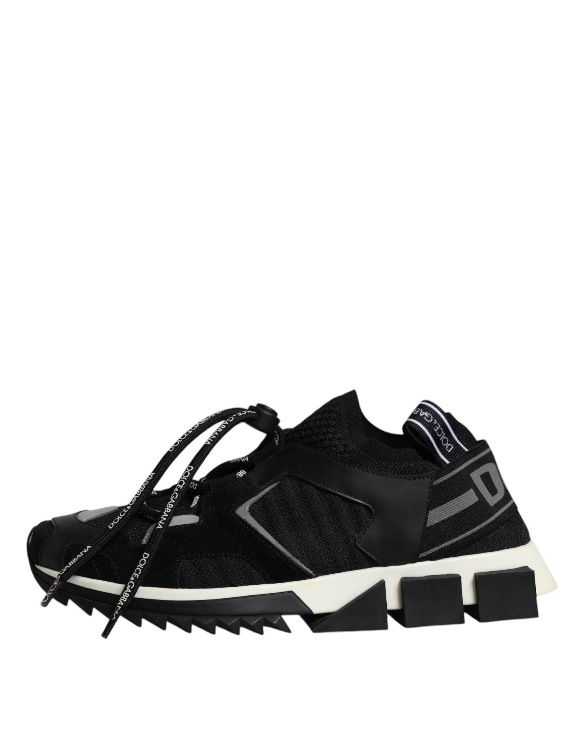 Dolce & Gabbana Black White Logo Sorrento Mens Sneakers Shoes - Hilstor