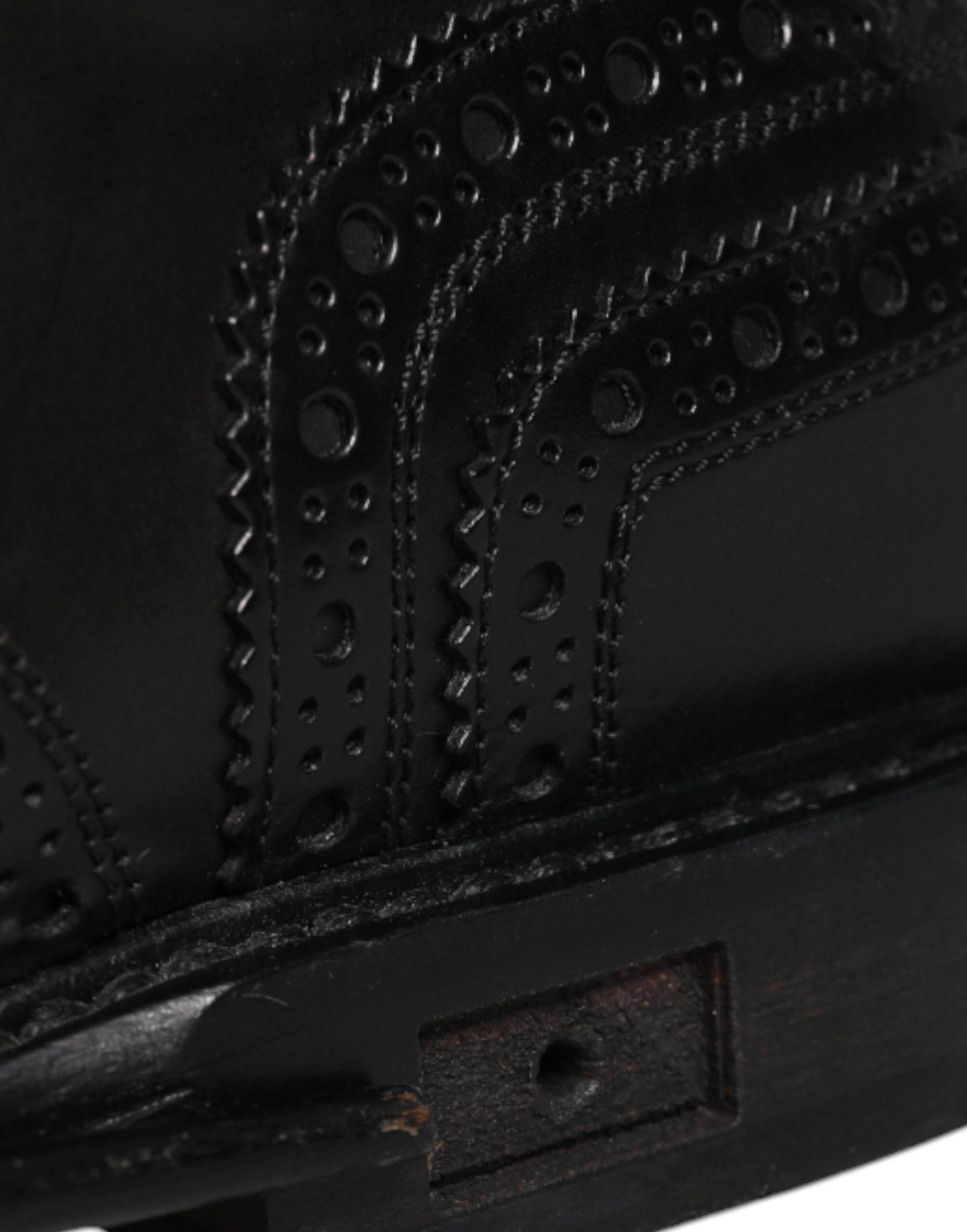 Dolce & Gabbana Black Leather Derby Wingtip Formal Shoes - Hilstor