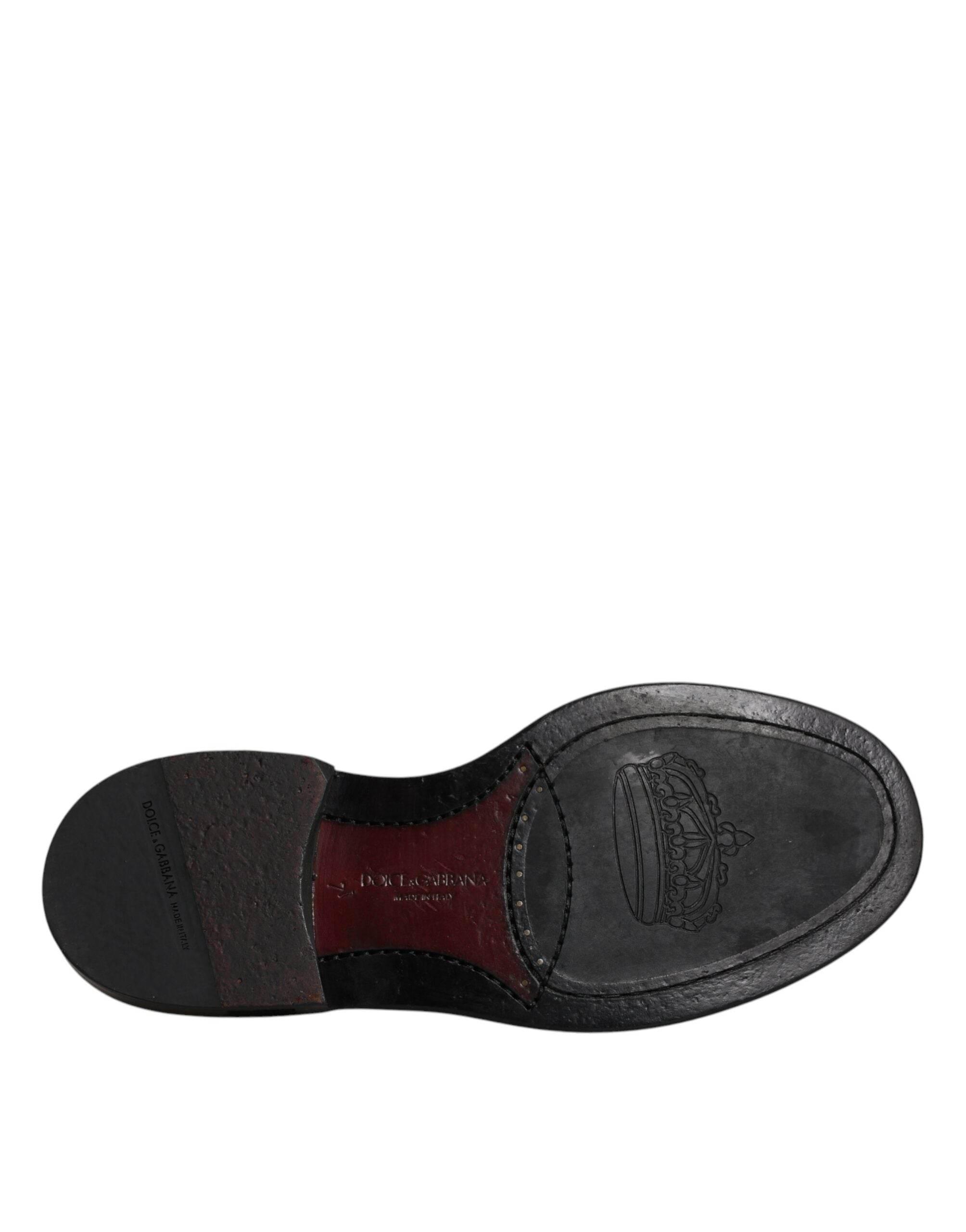 Dolce & Gabbana Black Leather Derby Wingtip Formal Shoes - Hilstor