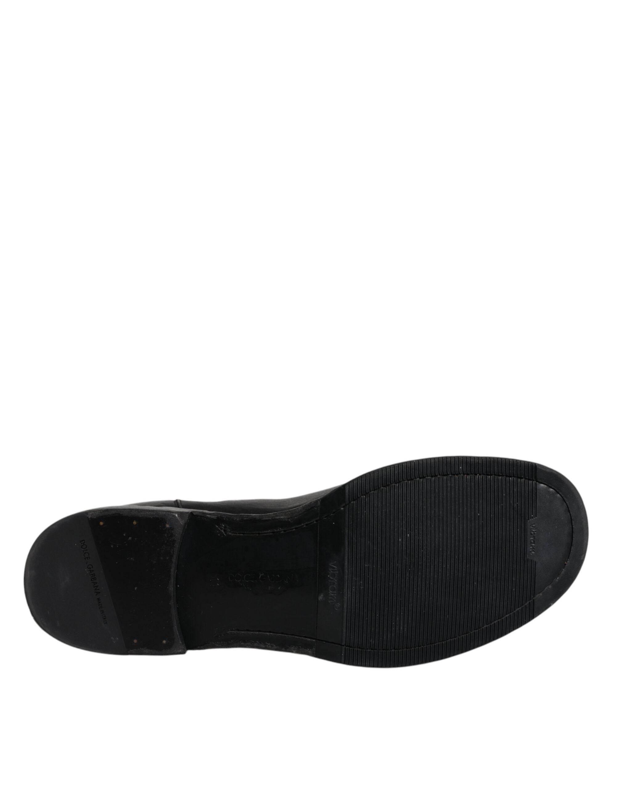 Dolce & Gabbana Black Horse Leather Mid Calf Boots Shoes - Hilstor