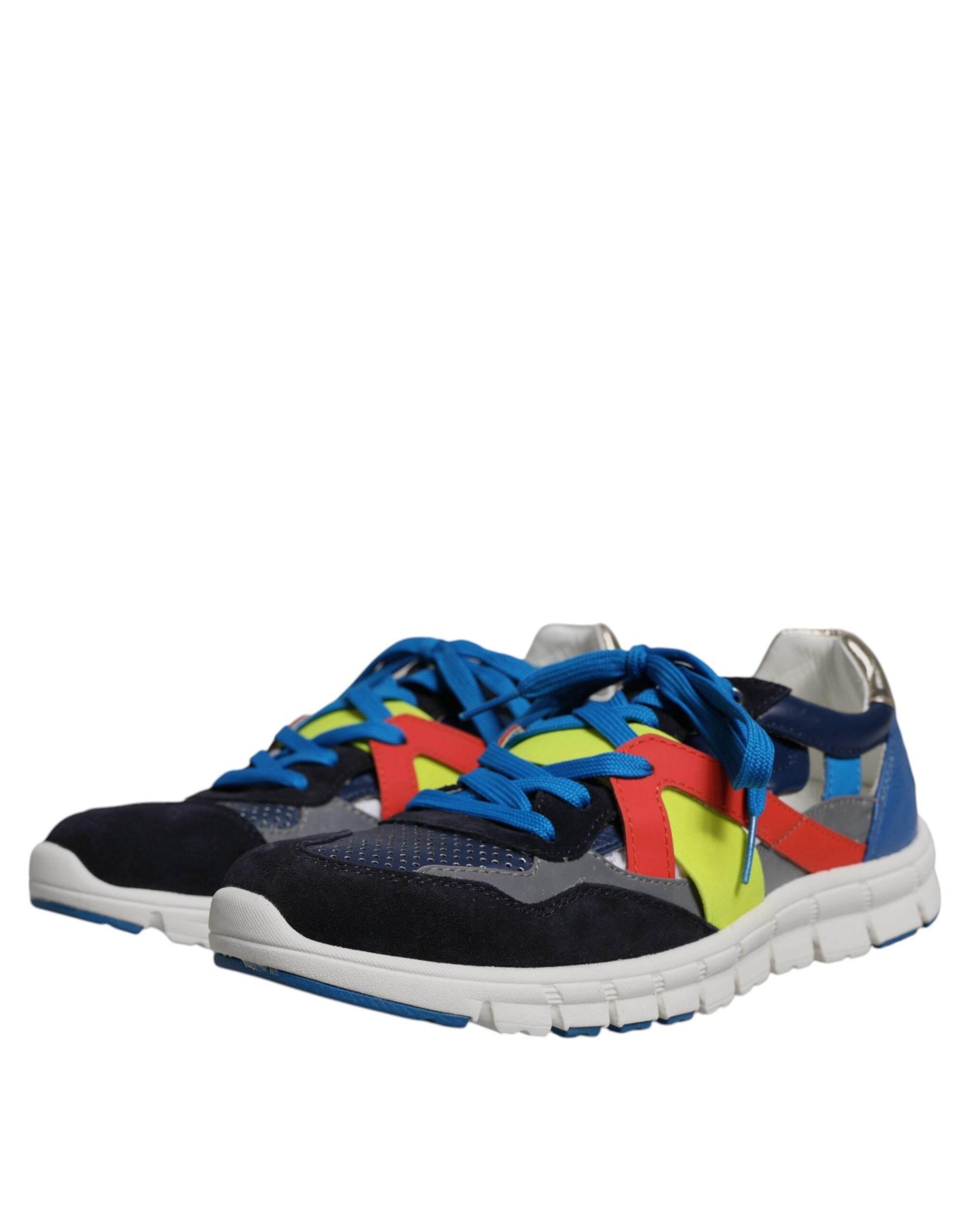 Dolce & Gabbana Multicolor Leather Suede Low Top Sneakers Shoes - Hilstor