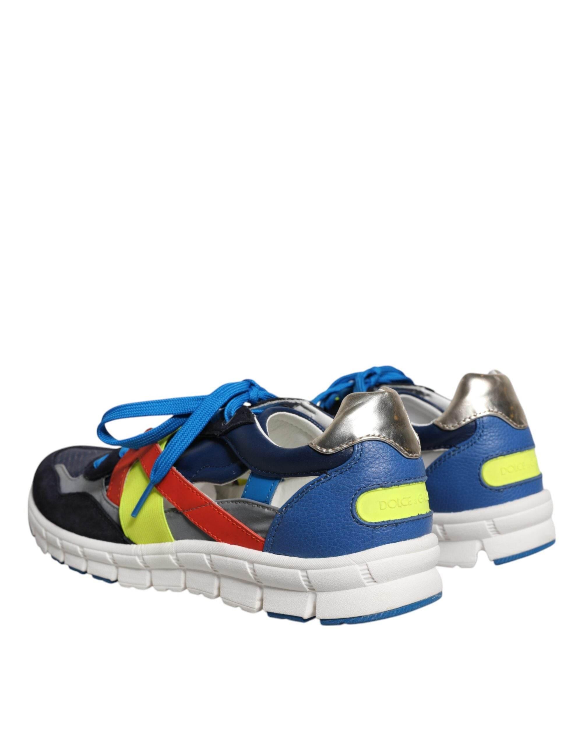 Dolce & Gabbana Multicolor Leather Suede Low Top Sneakers Shoes - Hilstor
