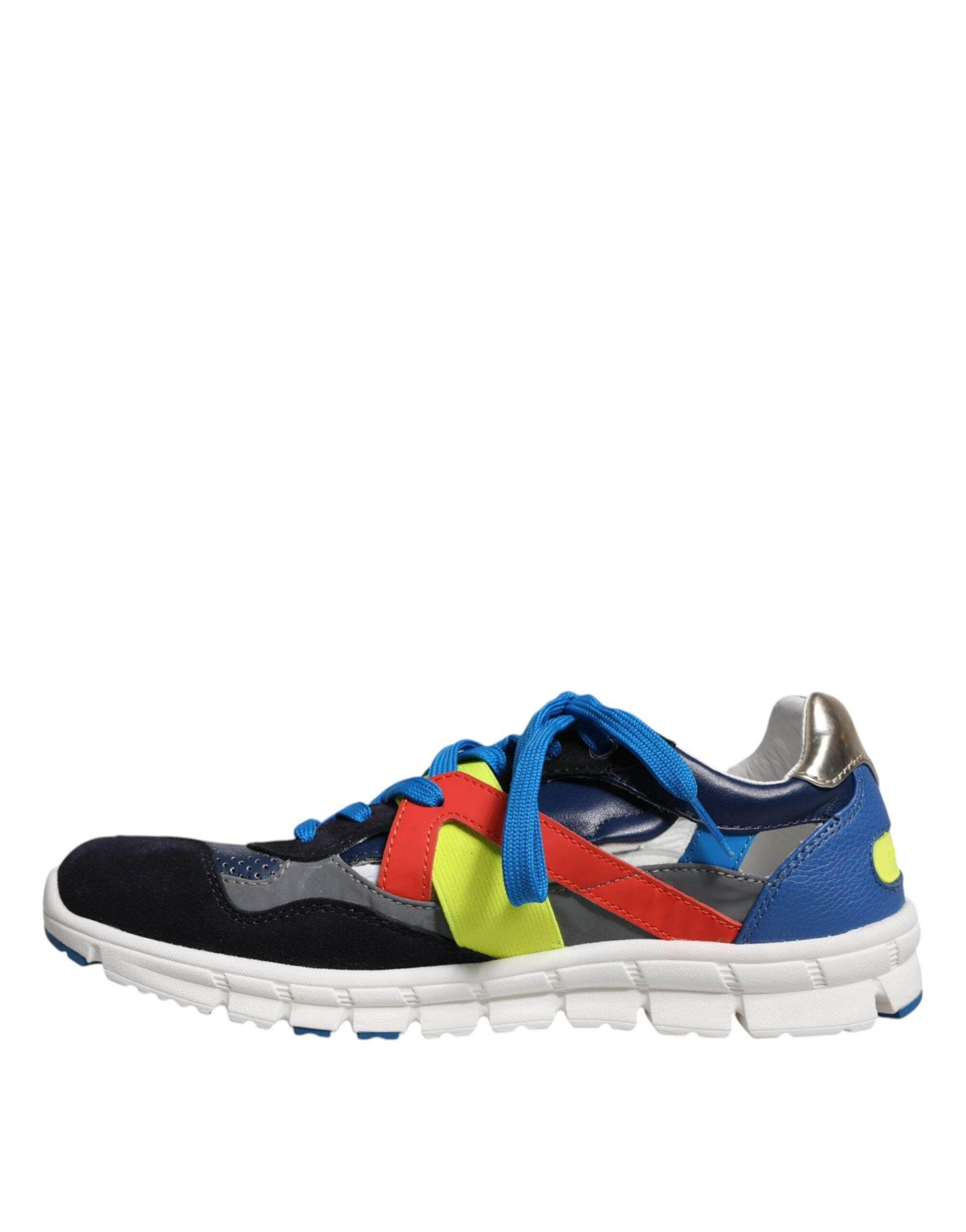 Dolce & Gabbana Multicolor Leather Suede Low Top Sneakers Shoes - Hilstor