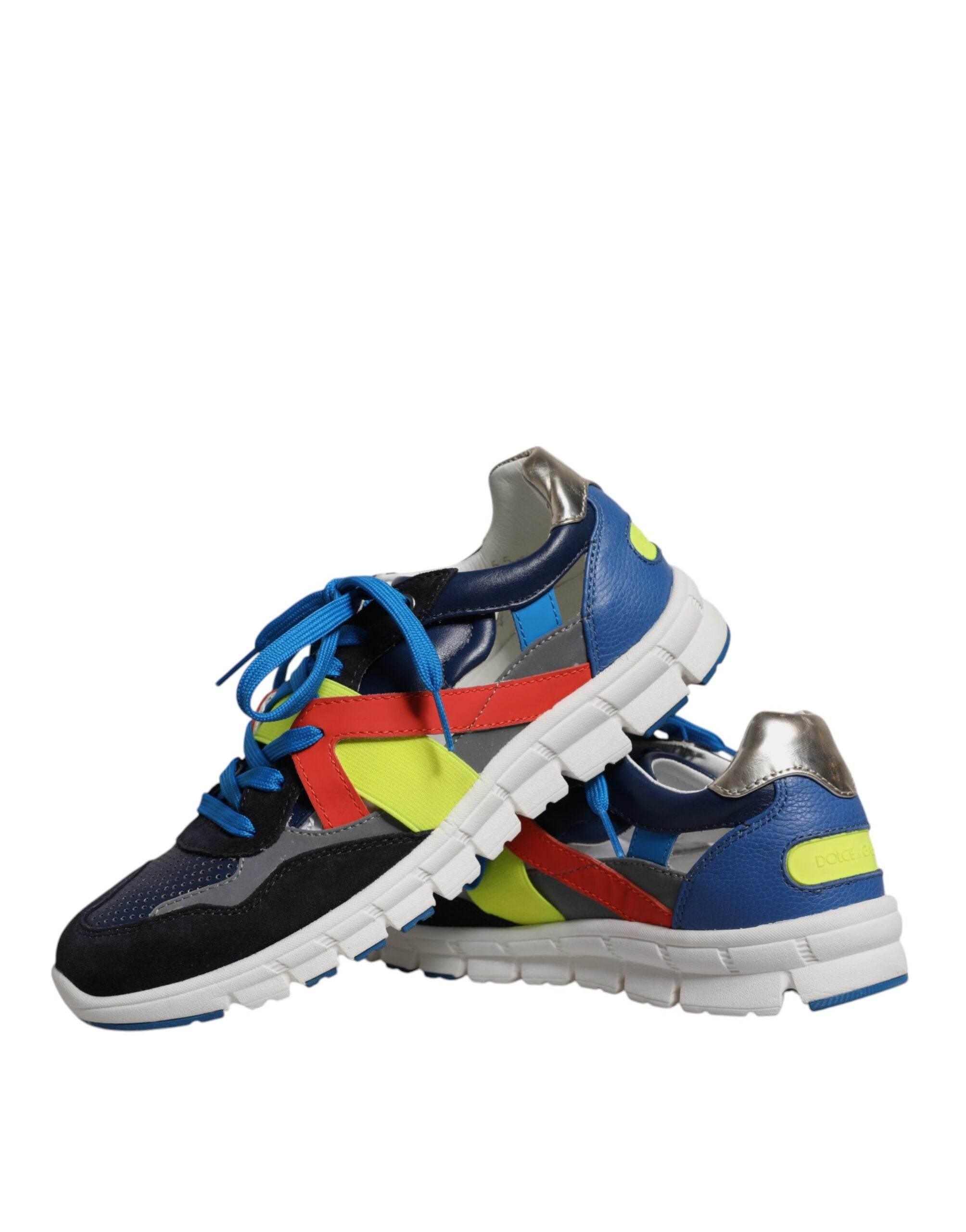 Dolce & Gabbana Multicolor Leather Suede Low Top Sneakers Shoes - Hilstor