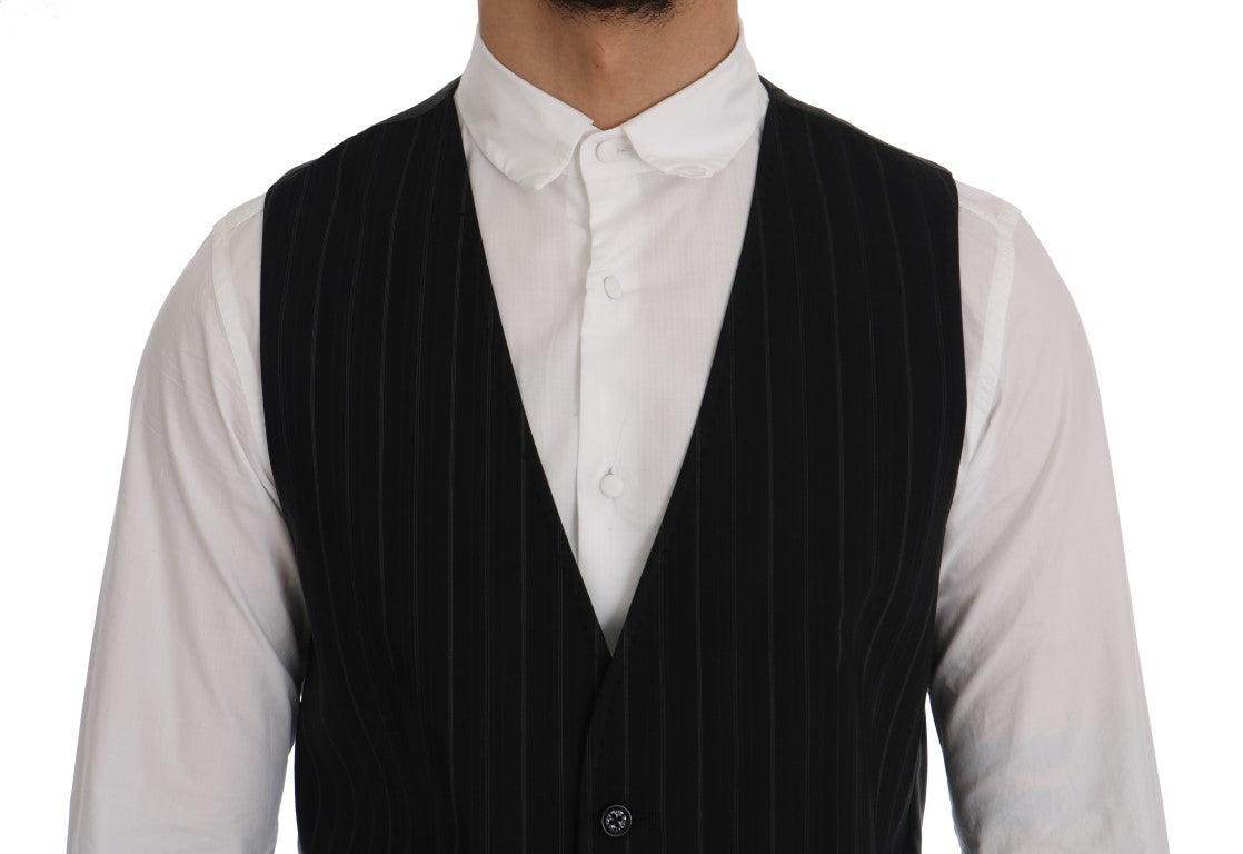 Dolce & Gabbana Black STAFF Cotton Striped Vest - Hilstor