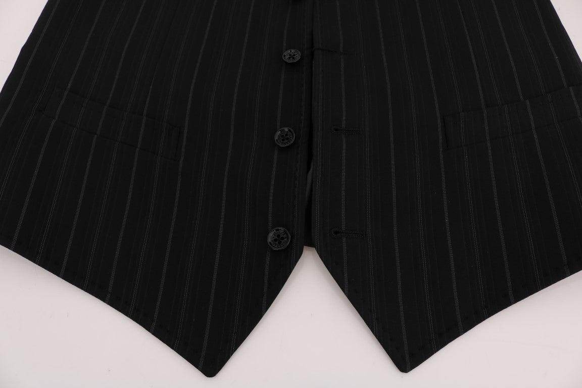 Dolce & Gabbana Black STAFF Cotton Striped Vest - Hilstor