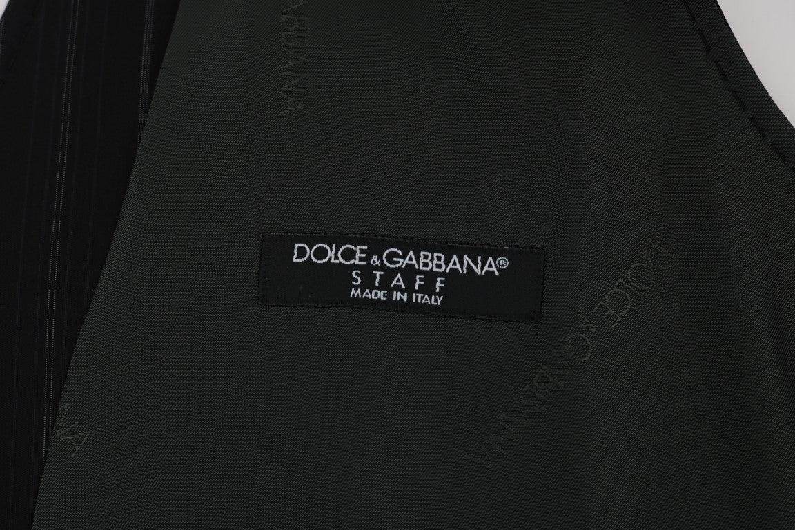 Dolce & Gabbana Black STAFF Cotton Striped Vest - Hilstor