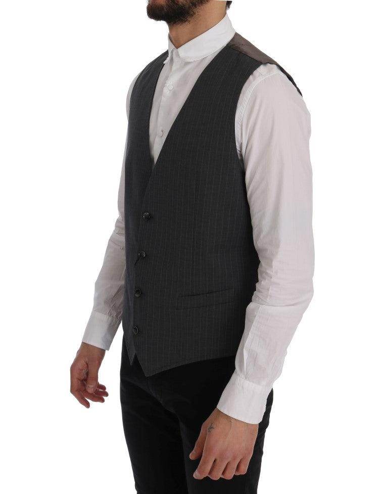 Dolce & Gabbana Gray STAFF Cotton Striped Vest - Hilstor