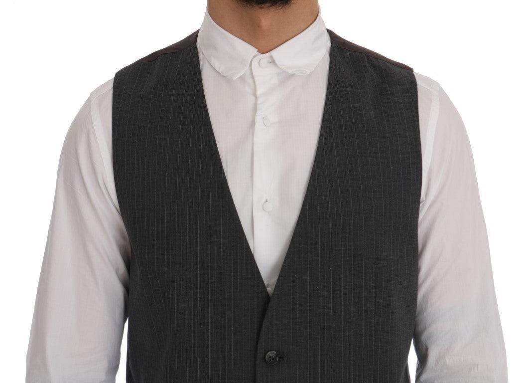 Dolce & Gabbana Gray STAFF Cotton Striped Vest - Hilstor
