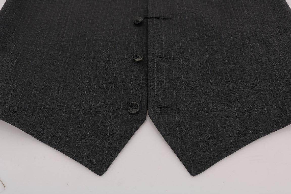 Dolce & Gabbana Gray STAFF Cotton Striped Vest - Hilstor