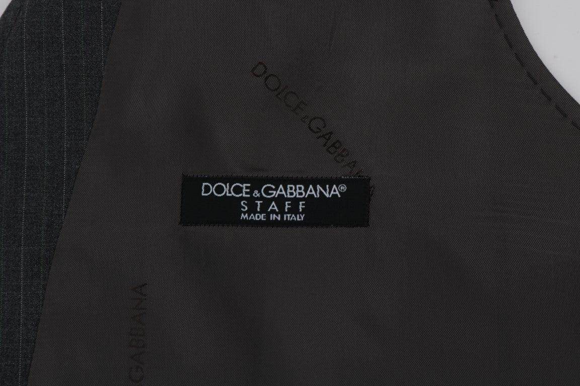 Dolce & Gabbana Gray STAFF Cotton Striped Vest - Hilstor