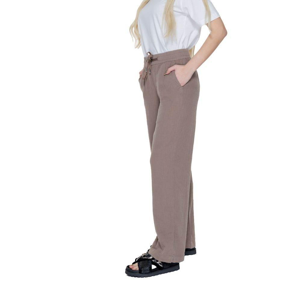 Street One Brown Cotton Pant - Hilstor