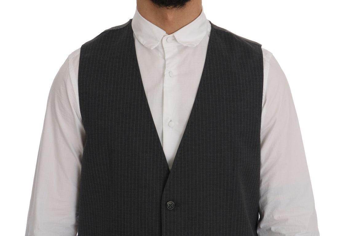Dolce & Gabbana Gray STAFF Cotton Striped Vest - Hilstor