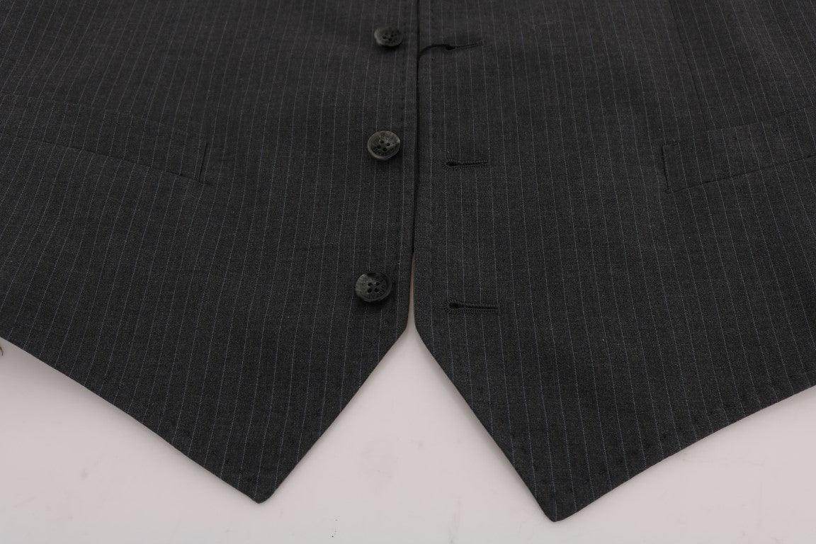 Dolce & Gabbana Gray STAFF Cotton Striped Vest - Hilstor