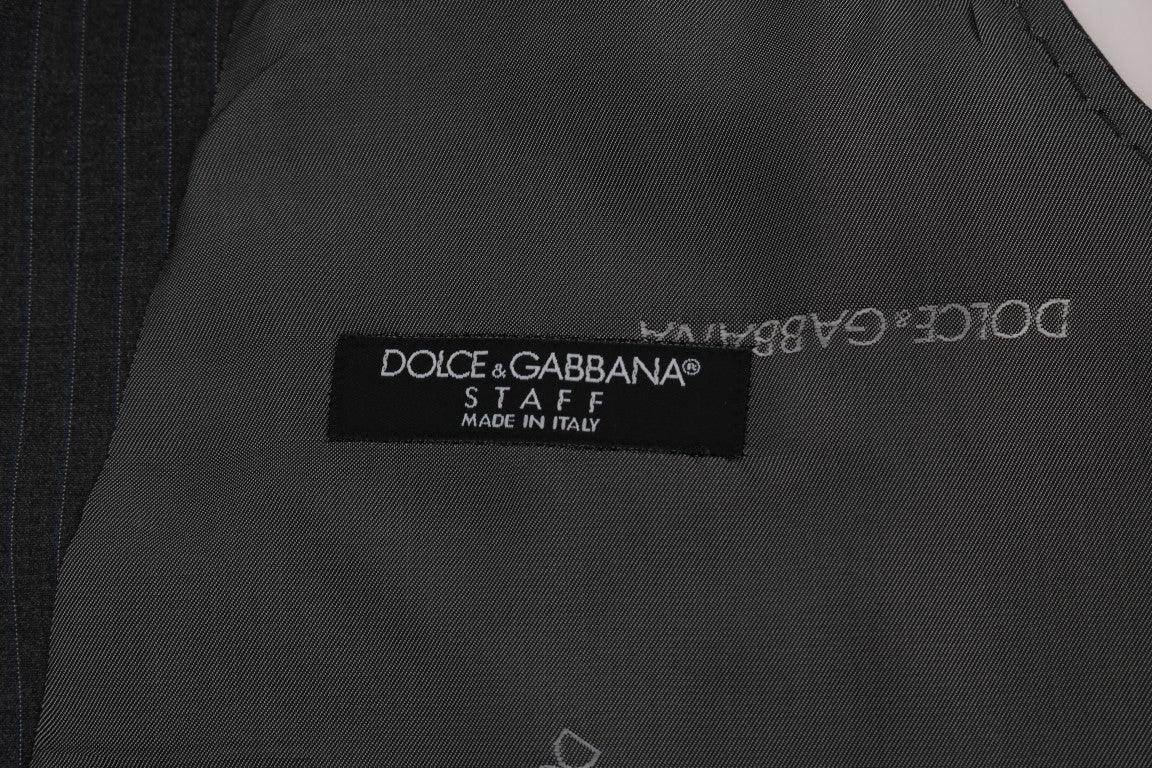 Dolce & Gabbana Gray STAFF Cotton Striped Vest - Hilstor