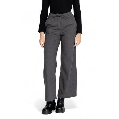 Jacqueline De Yong Gray Cotton Pant - Hilstor