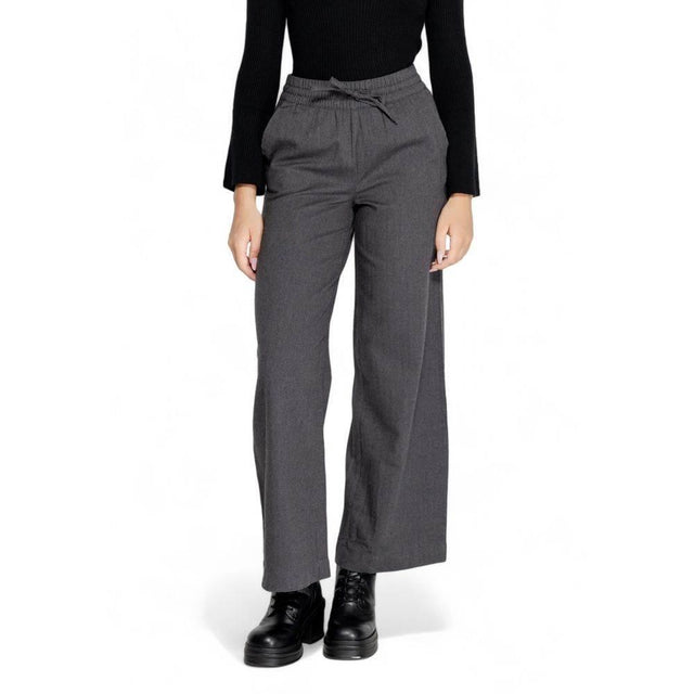 Jacqueline De Yong Gray Cotton Pant - Hilstor