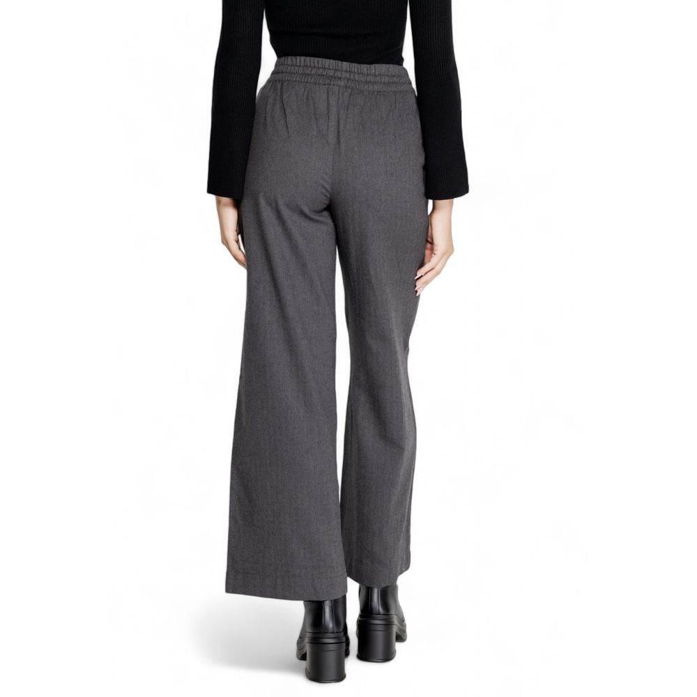 Jacqueline De Yong Gray Cotton Pant - Hilstor