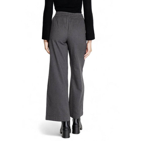 Jacqueline De Yong Gray Cotton Pant - Hilstor