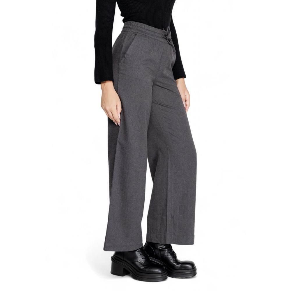 Jacqueline De Yong Gray Cotton Pant - Hilstor