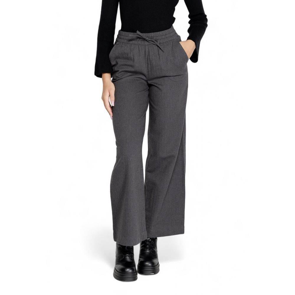 Jacqueline De Yong Gray Cotton Pant - Hilstor