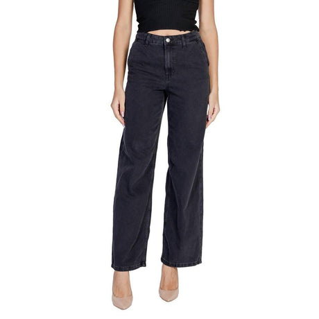 Jacqueline De Yong Black Cotton Relaxed Fit Jean - Hilstor