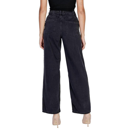 Jacqueline De Yong Black Cotton Relaxed Fit Jean - Hilstor