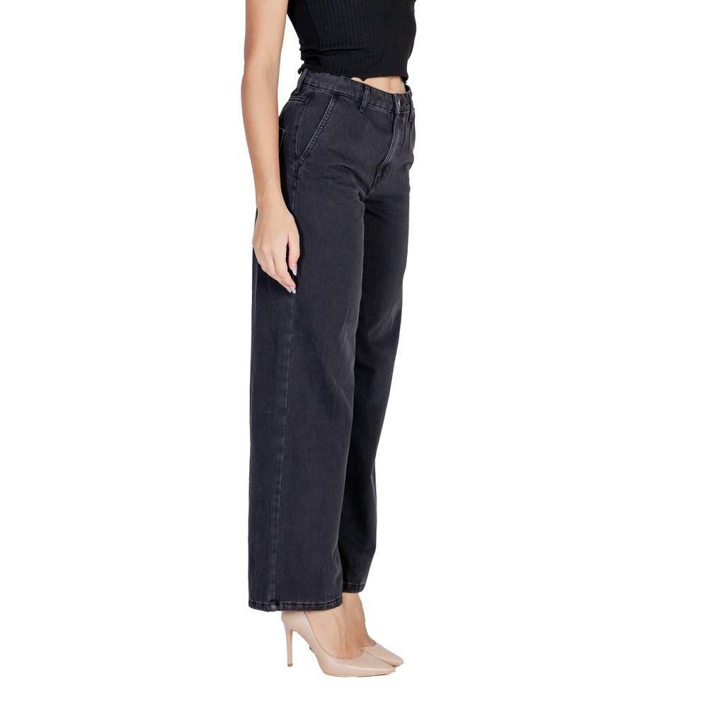 Jacqueline De Yong Black Cotton Relaxed Fit Jean - Hilstor