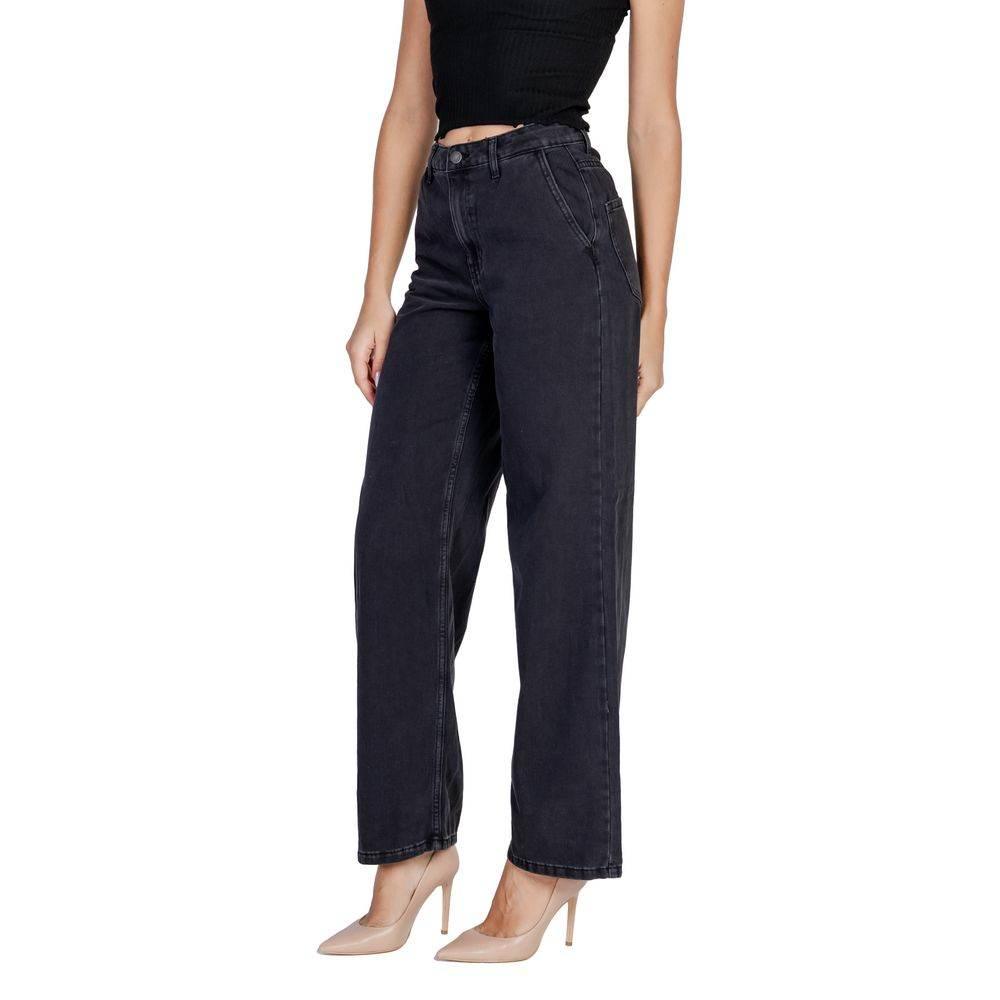 Jacqueline De Yong Black Cotton Relaxed Fit Jean - Hilstor
