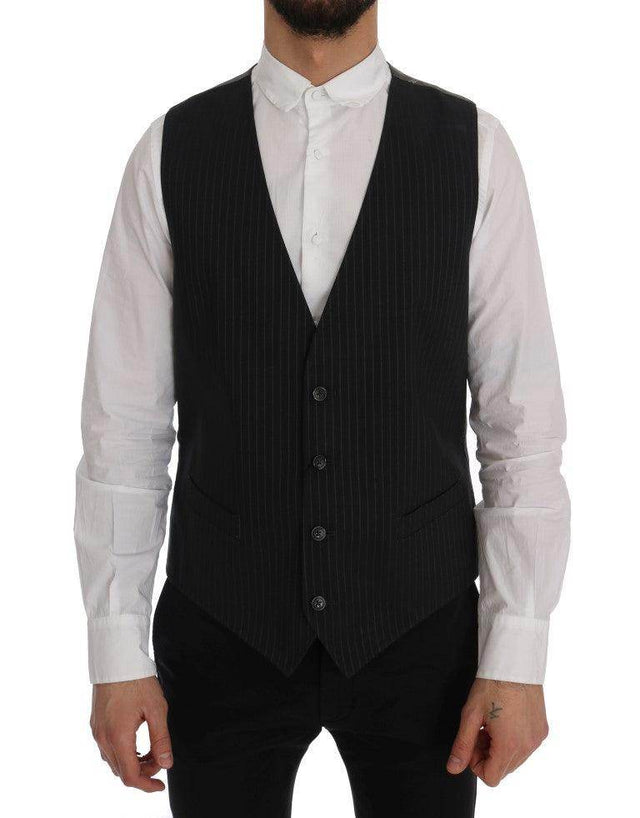 Dolce & Gabbana Gray STAFF Cotton Striped Vest - Hilstor