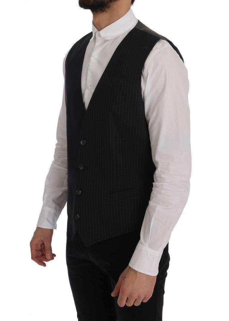 Dolce & Gabbana Gray STAFF Cotton Striped Vest - Hilstor
