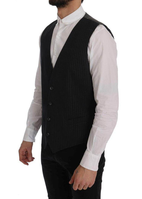 Dolce & Gabbana Gray STAFF Cotton Striped Vest - Hilstor