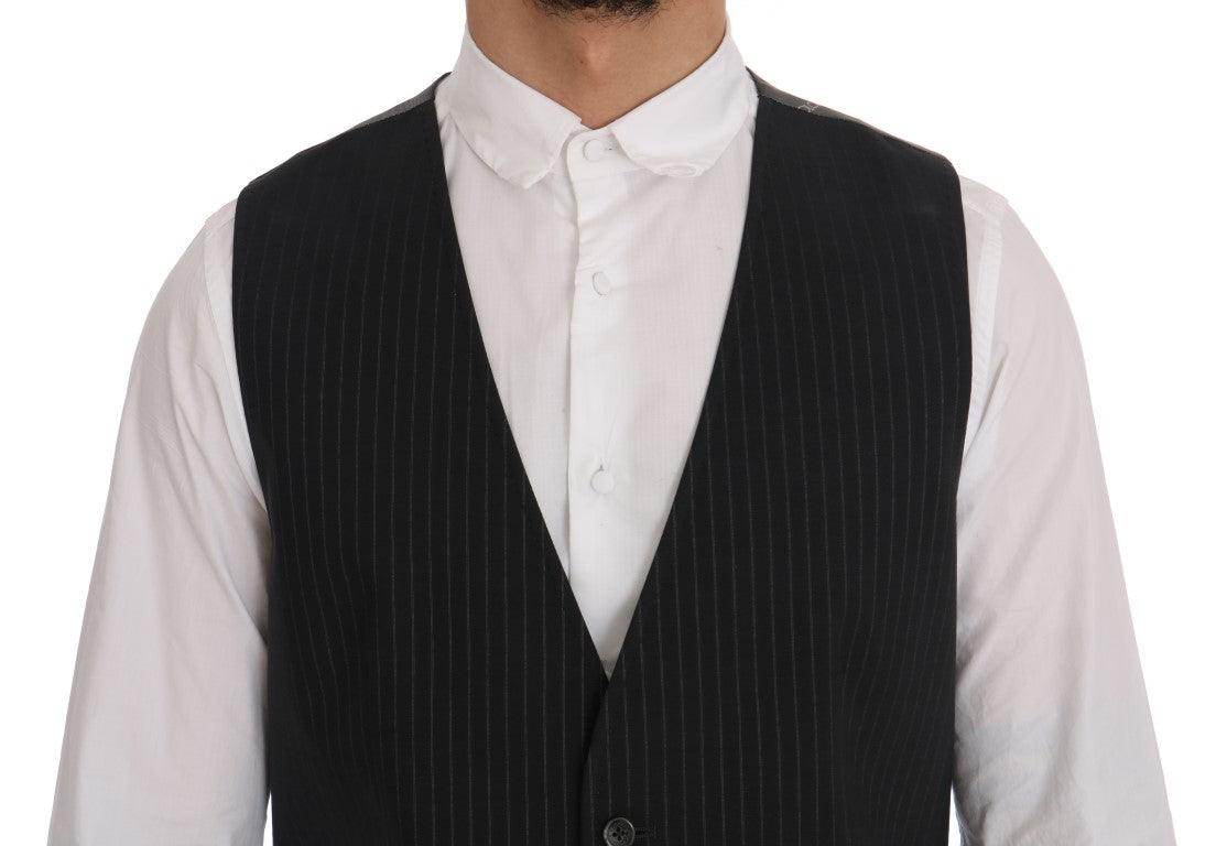 Dolce & Gabbana Gray STAFF Cotton Striped Vest - Hilstor