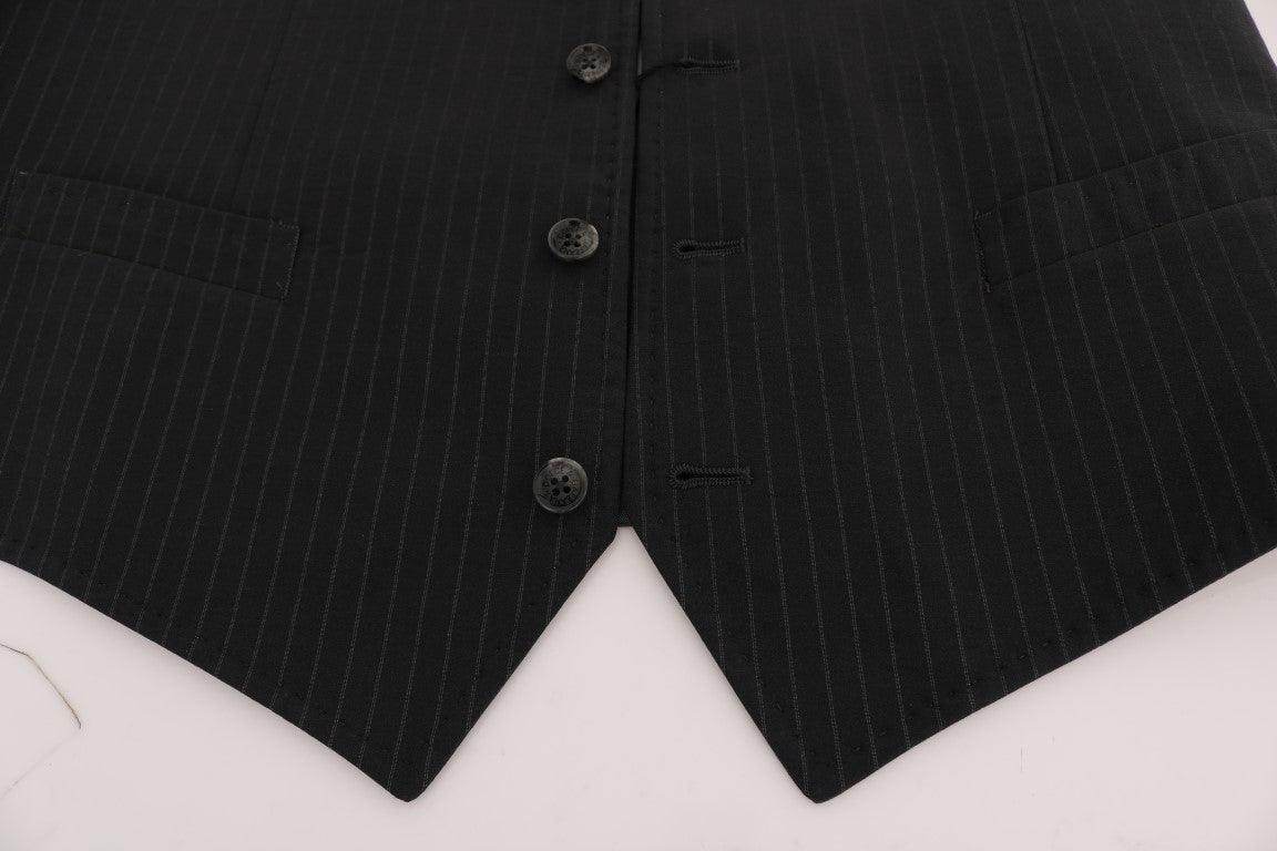 Dolce & Gabbana Gray STAFF Cotton Striped Vest - Hilstor