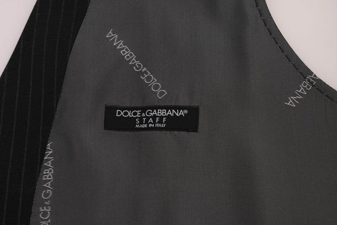 Dolce & Gabbana Gray STAFF Cotton Striped Vest - Hilstor