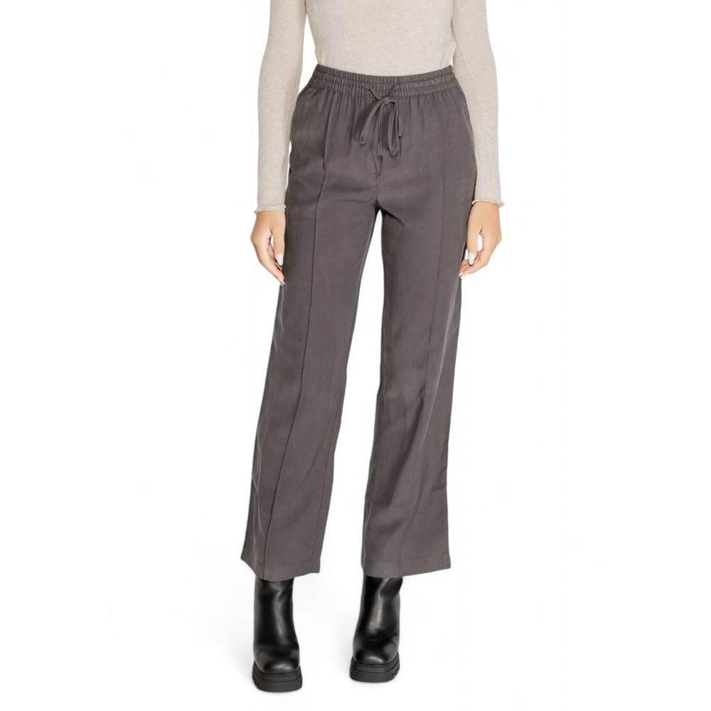 Jacqueline De Yong Gray Viscose Pant - Hilstor