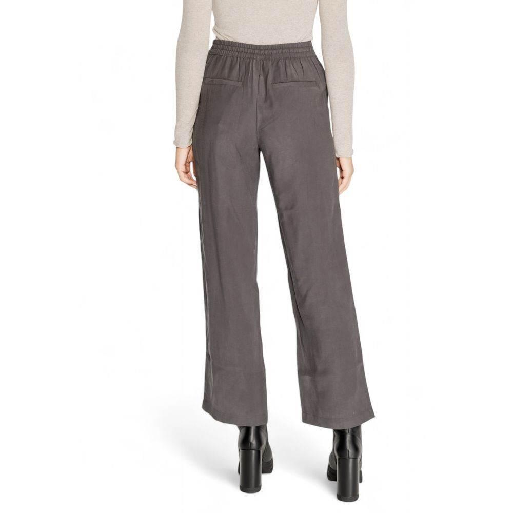 Jacqueline De Yong Gray Viscose Pant - Hilstor