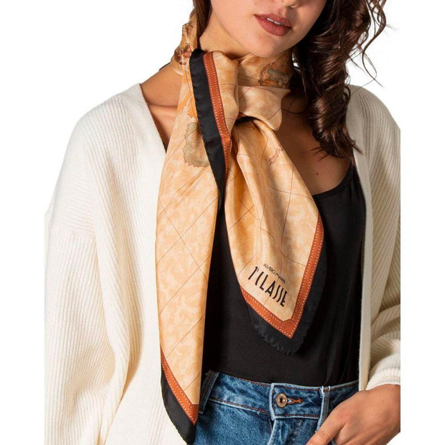 Alviero Martini Prima Classe Beige Silk Scarf - Hilstor
