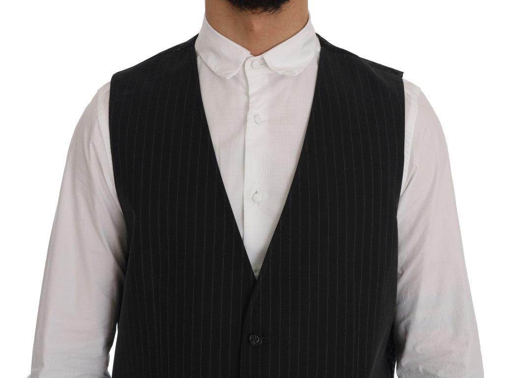 Dolce & Gabbana Gray STAFF Cotton Striped Vest - Hilstor