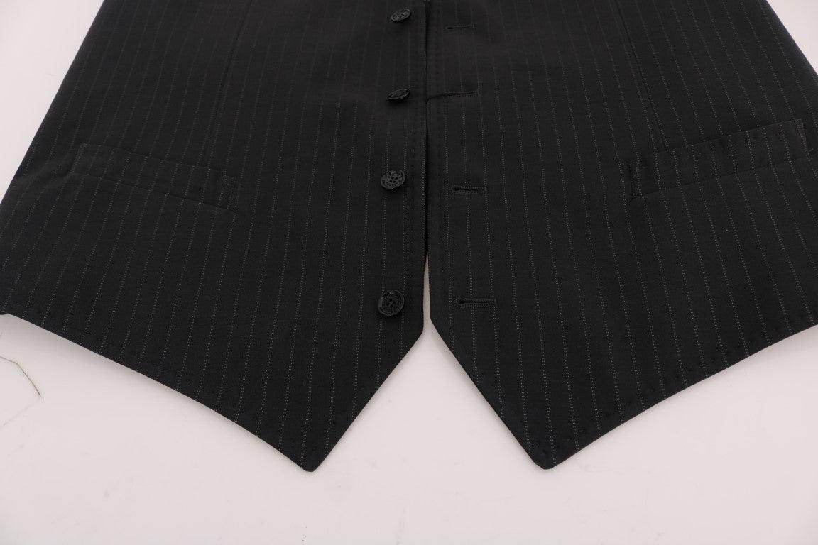 Dolce & Gabbana Gray STAFF Cotton Striped Vest - Hilstor