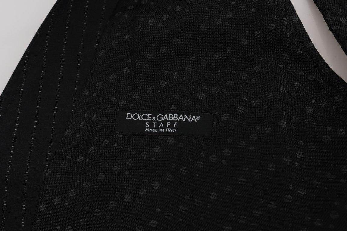 Dolce & Gabbana Gray STAFF Cotton Striped Vest - Hilstor