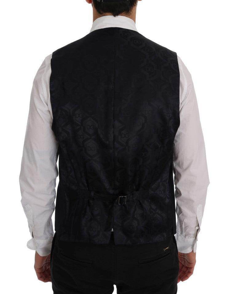 Dolce & Gabbana Black STAFF Wool Striped Vest - Hilstor