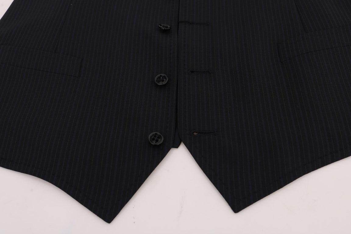 Dolce & Gabbana Black STAFF Wool Striped Vest - Hilstor