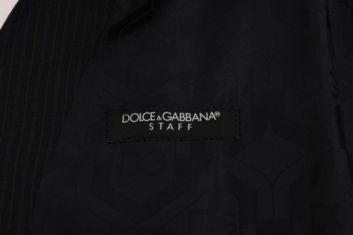 Dolce & Gabbana Black STAFF Wool Striped Vest - Hilstor