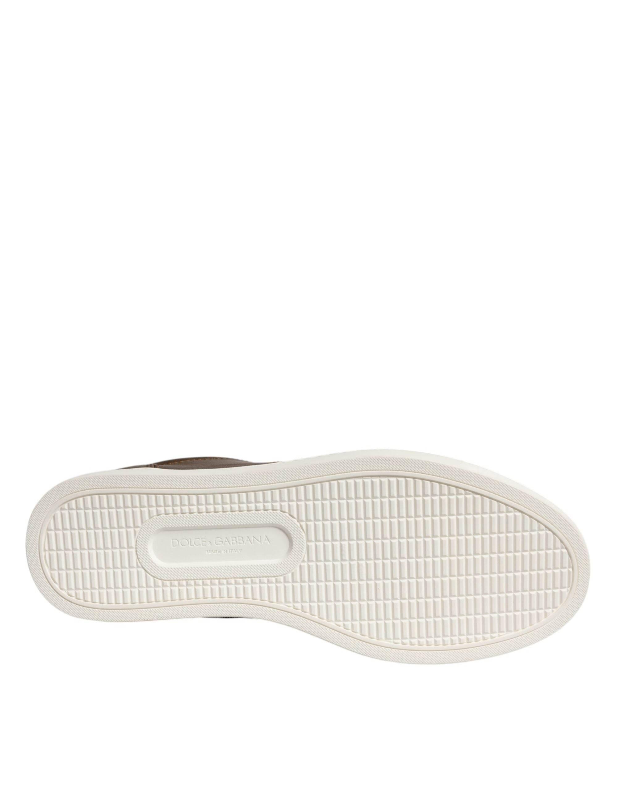 Dolce & Gabbana Gold Leather Logo London Men Sneaker Shoes - Hilstor