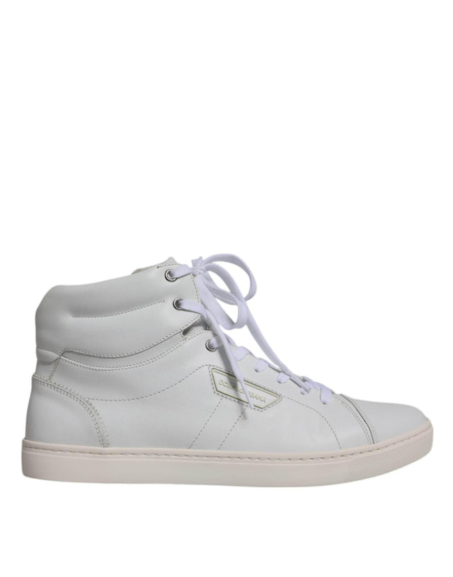 Dolce & Gabbana White Leather Mid Top Men Sneakers Shoes - Hilstor