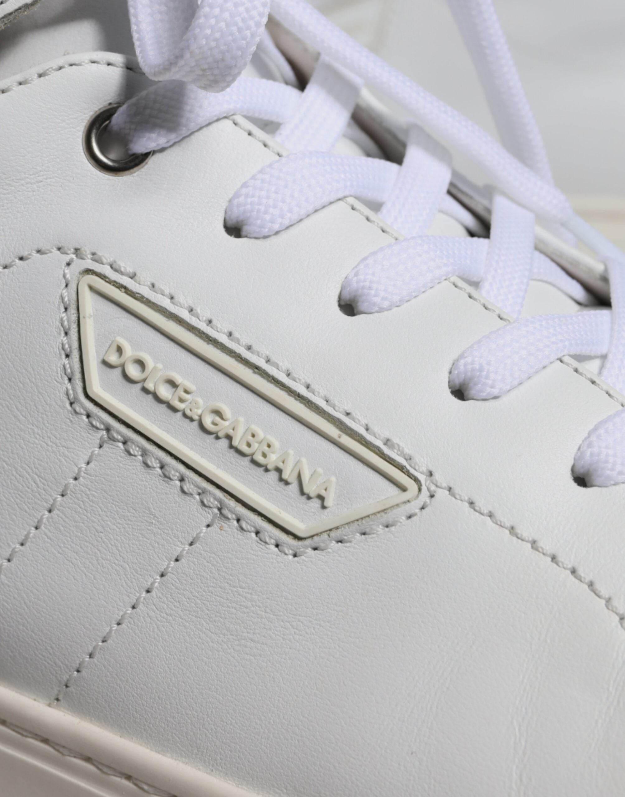 Dolce & Gabbana White Leather Mid Top Men Sneakers Shoes - Hilstor